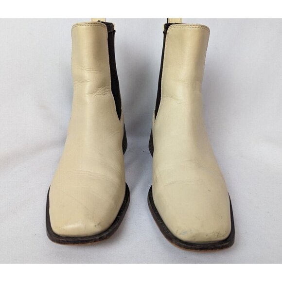 Sam Edelman 7 Thelma Eggshell Chunky Heel Pull On Squared Toe Ankle Boots Bootie - Picture 5 of 16